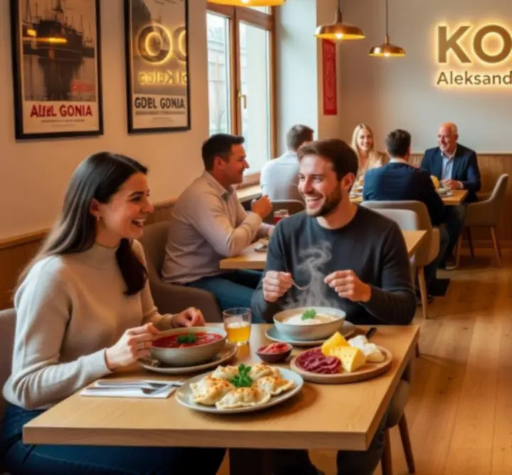 Wnętrze restauracji i klienci podczas posiłku w J. & Ł. Łukasz Alberski